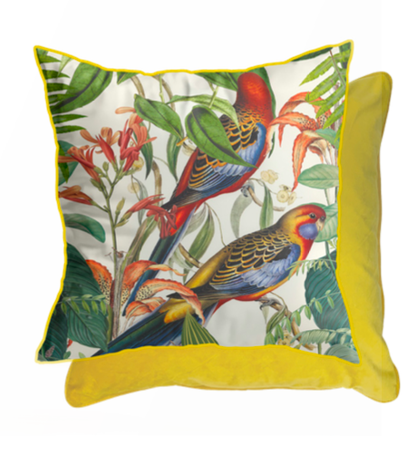 Exotic Jungle Birds Cushion By Andrea Haase - TheArtistsQuarter