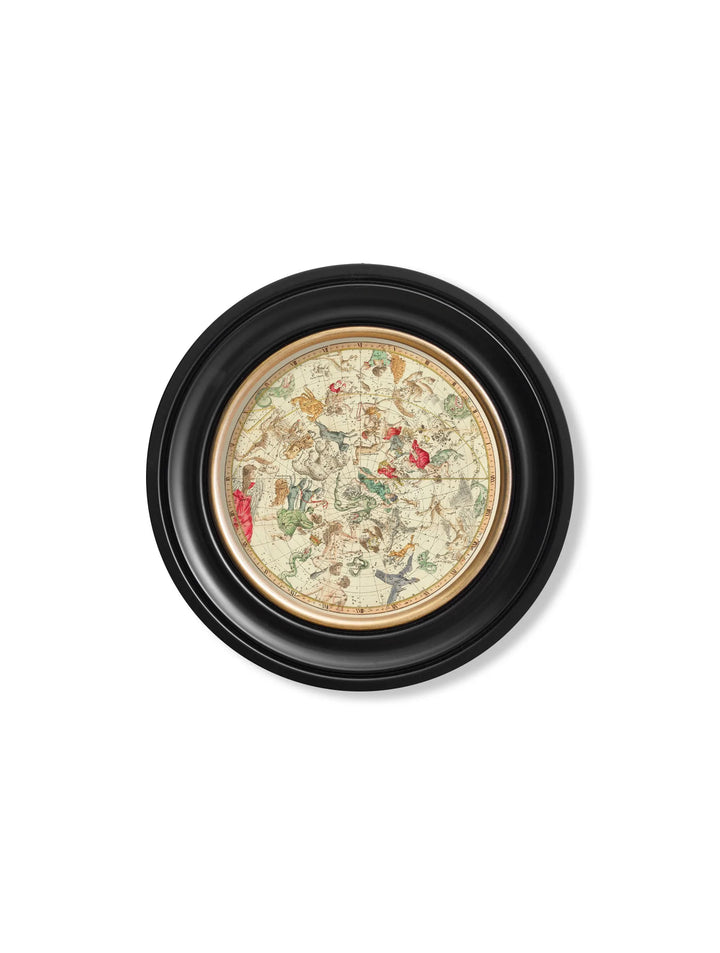 c.1820 Map of Constellations - Round Frame - TheArtistsQuarter