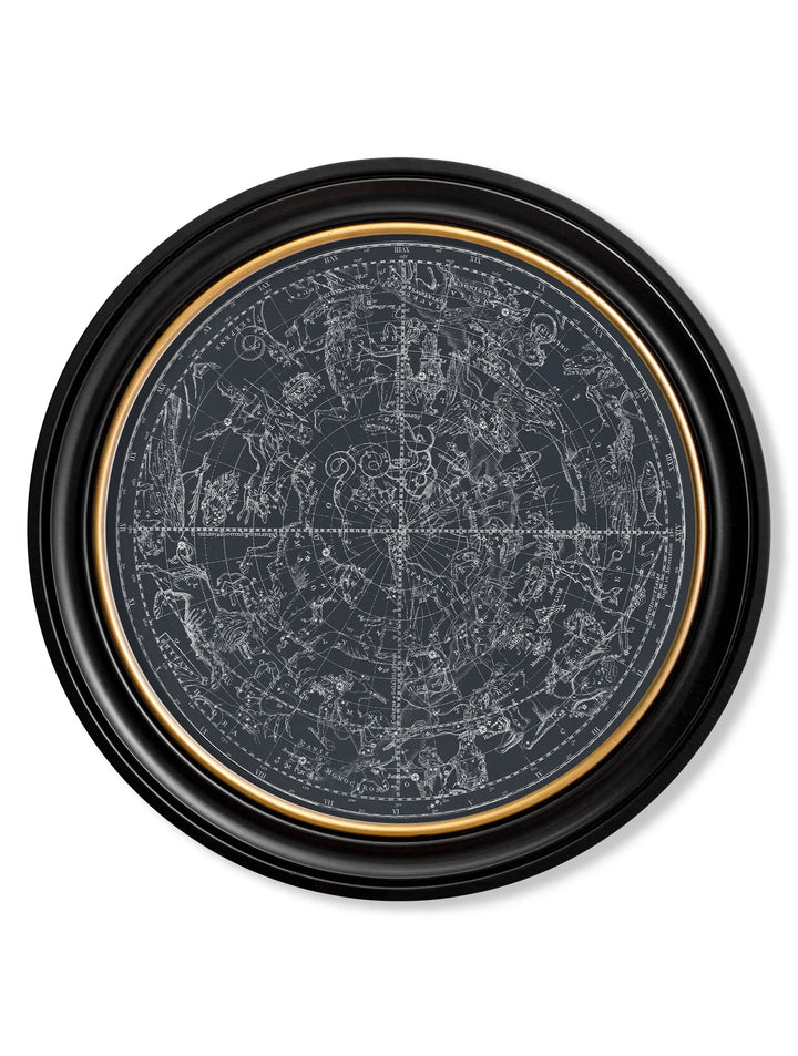 c.1800 Map of Constellations - Round Frame - TheArtistsQuarter
