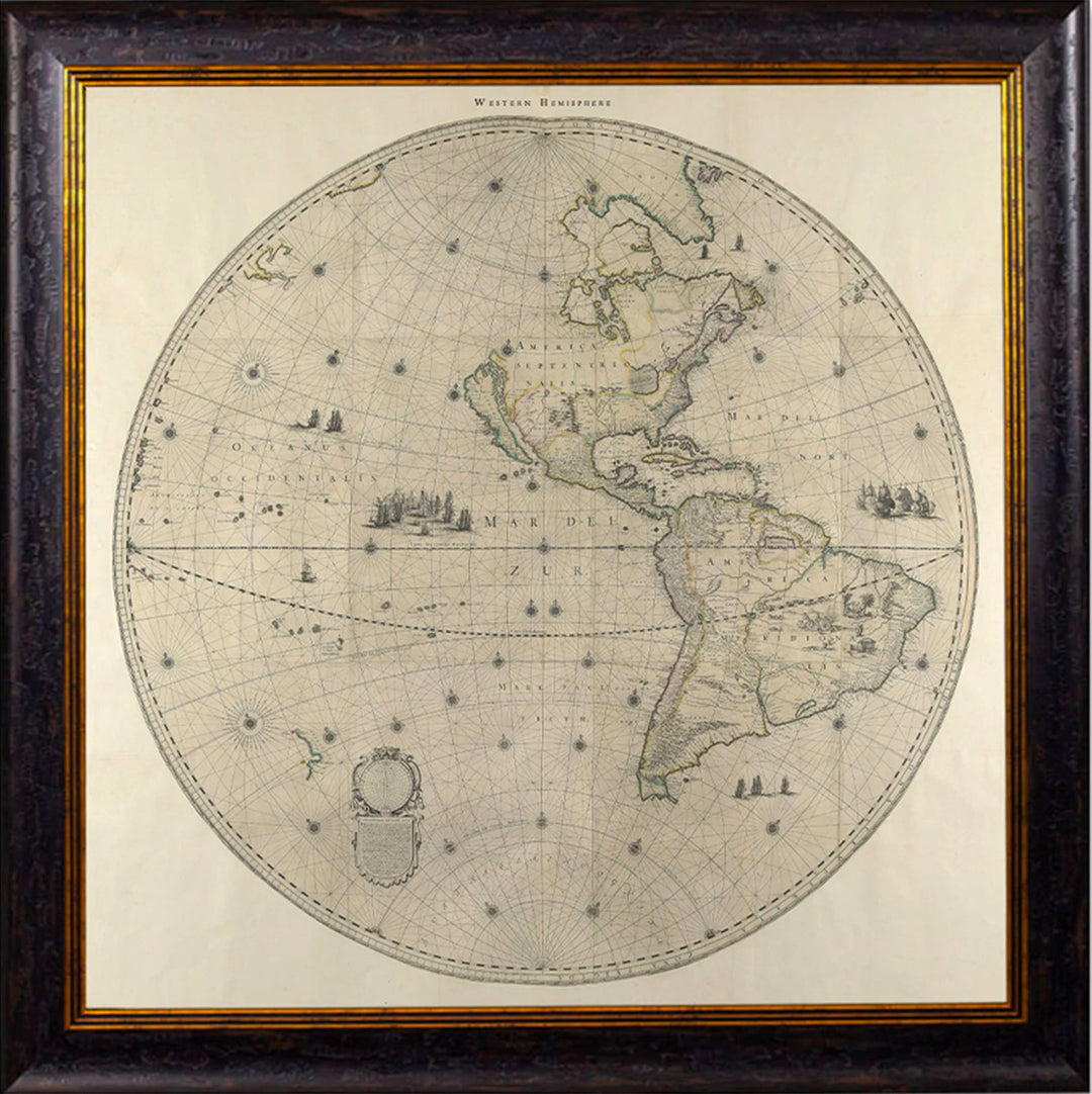 c.1660 Map of the World in Two Hemispheres - TheArtistsQuarter