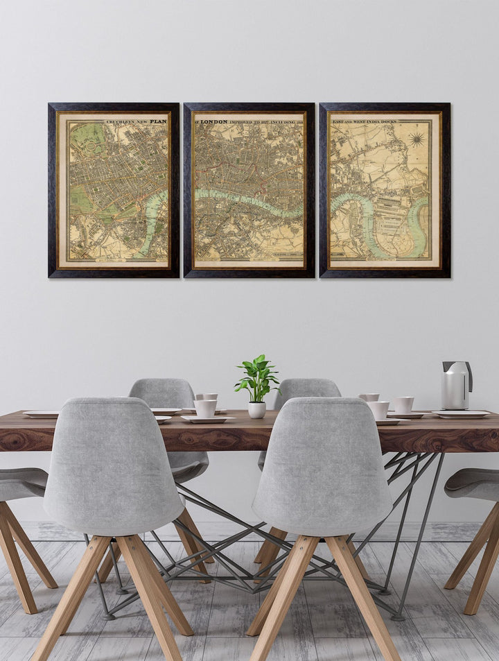 c.1827 London Triptych Map - TheArtistsQuarter