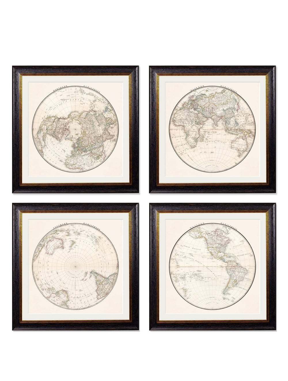 c.1838 World Map Hemispheres - TheArtistsQuarter