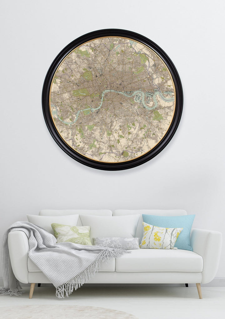 c.1905 Map of London - Round Frame - TheArtistsQuarter