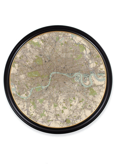 C.1905 MAP OF LONDON - ROUND FRAME - TheArtistsQuarter