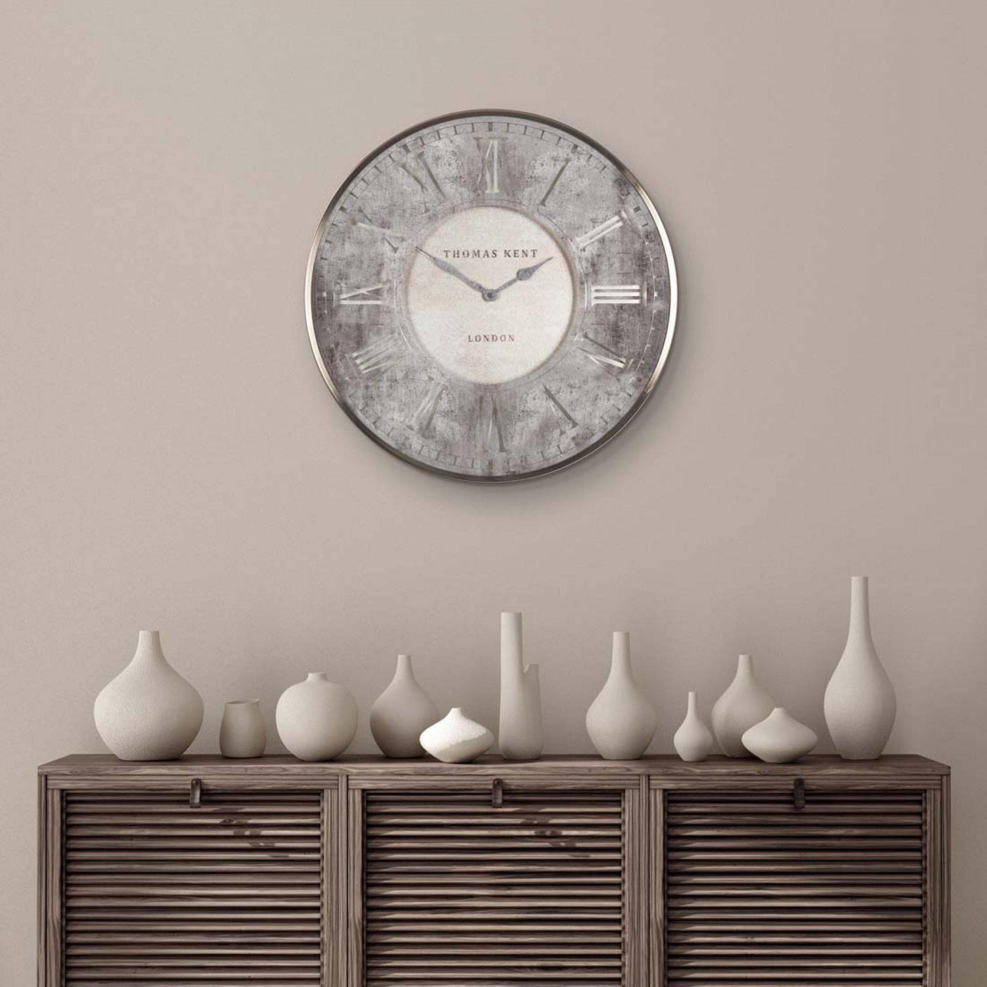 Florentine Silver 21" Wall Clock by Thomas Kent - TheArtistsQuarter