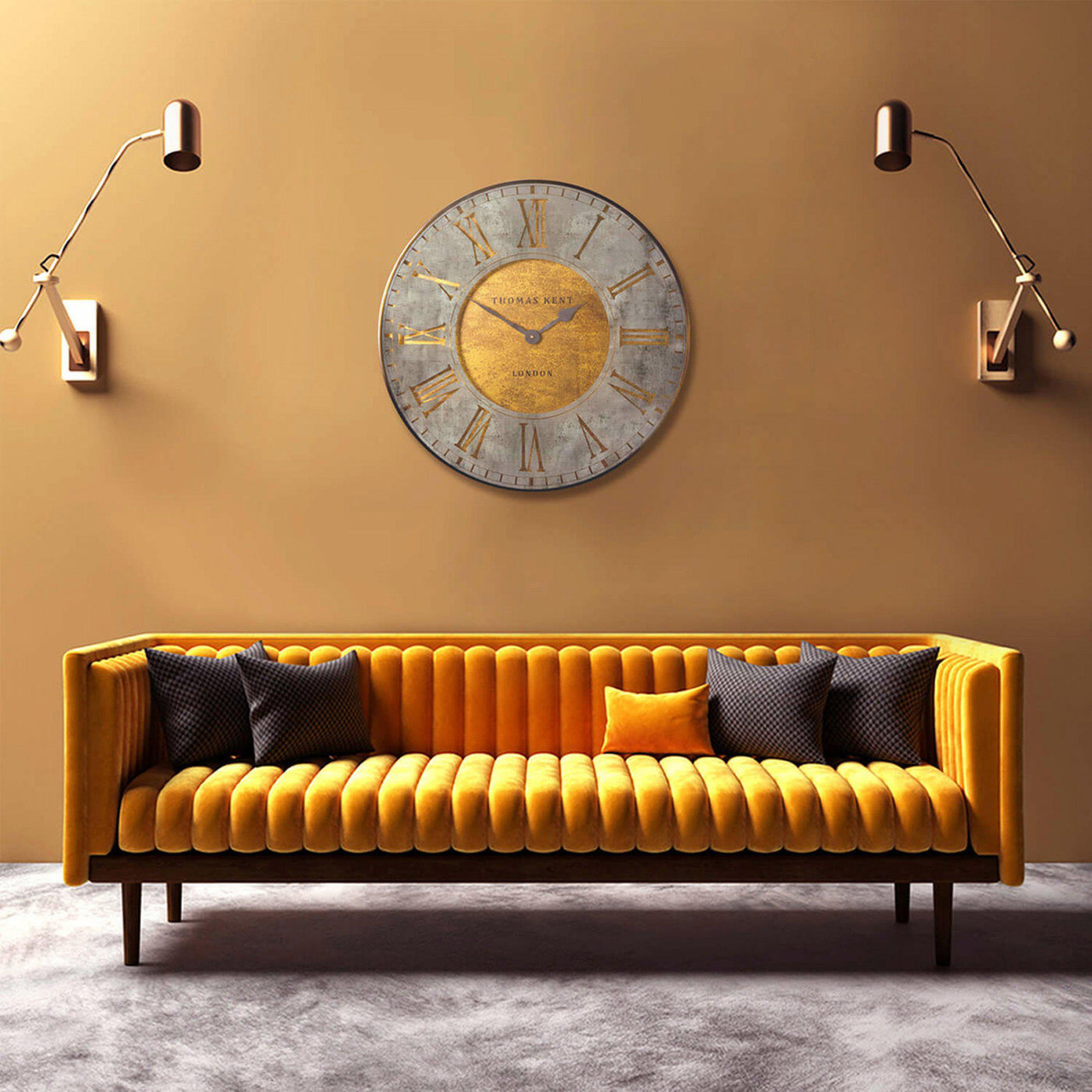 Florentine Star 30" Wall Clock by Thomas Kent Gold - TheArtistsQuarter