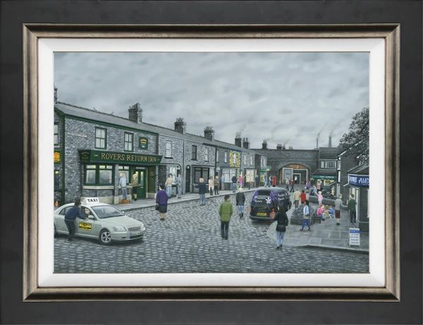 On The Cobbles Coronation Street Canvas By Leigh Lambert Limited Edition - TheArtistsQuarter