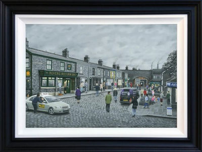 On The Cobbles Coronation Street Canvas Deluxe By Leigh Lambert Limited Edition - TheArtistsQuarter