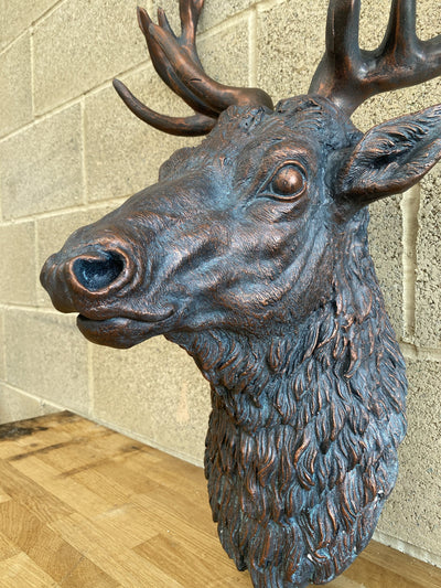 Large Stag Head Bronze - TheArtistsQuarter