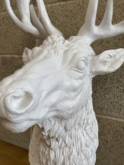 Large Stag Head White - TheArtistsQuarter