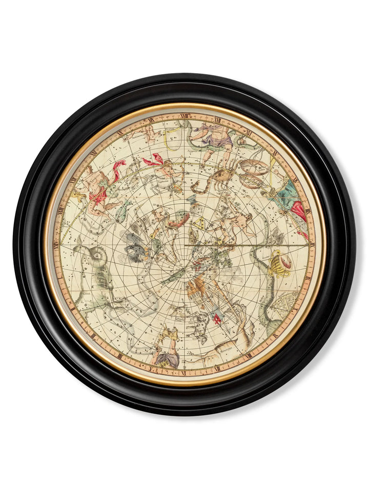 c.1820 Map of Constellations - Round Frame - TheArtistsQuarter