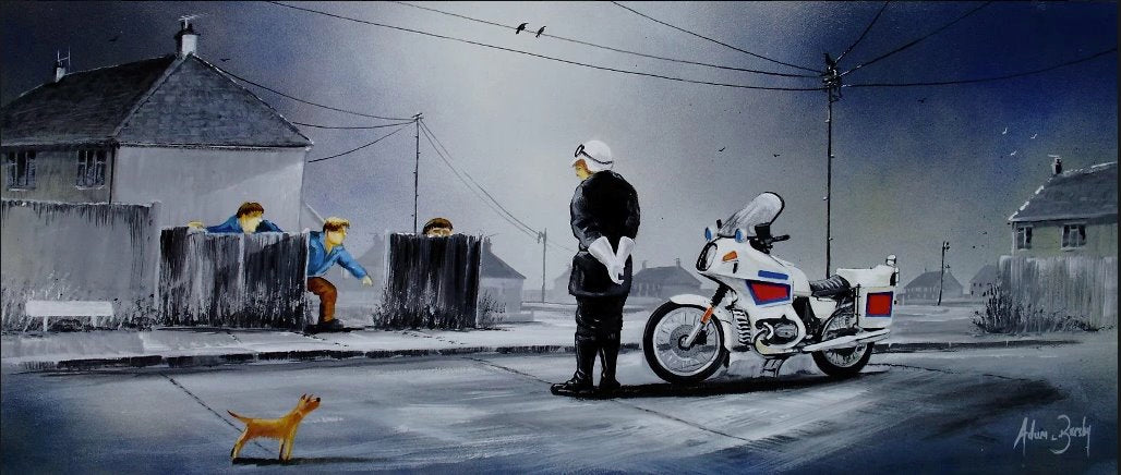 Police Motorcycle By Adam Barsby. *ORIGINAL* - TheArtistsQuarter
