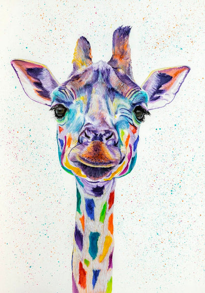 Rainbow Giraffe Limited Edition Signed Framed Print By Christine Purdy - TheArtistsQuarter