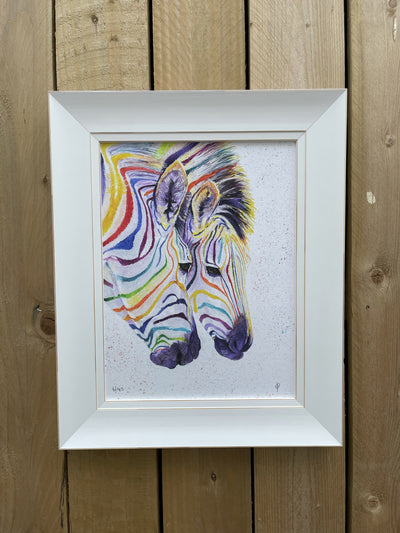 Rainbow Zebras Limited Edition Signed Framed Print By Christine Purdy - TheArtistsQuarter