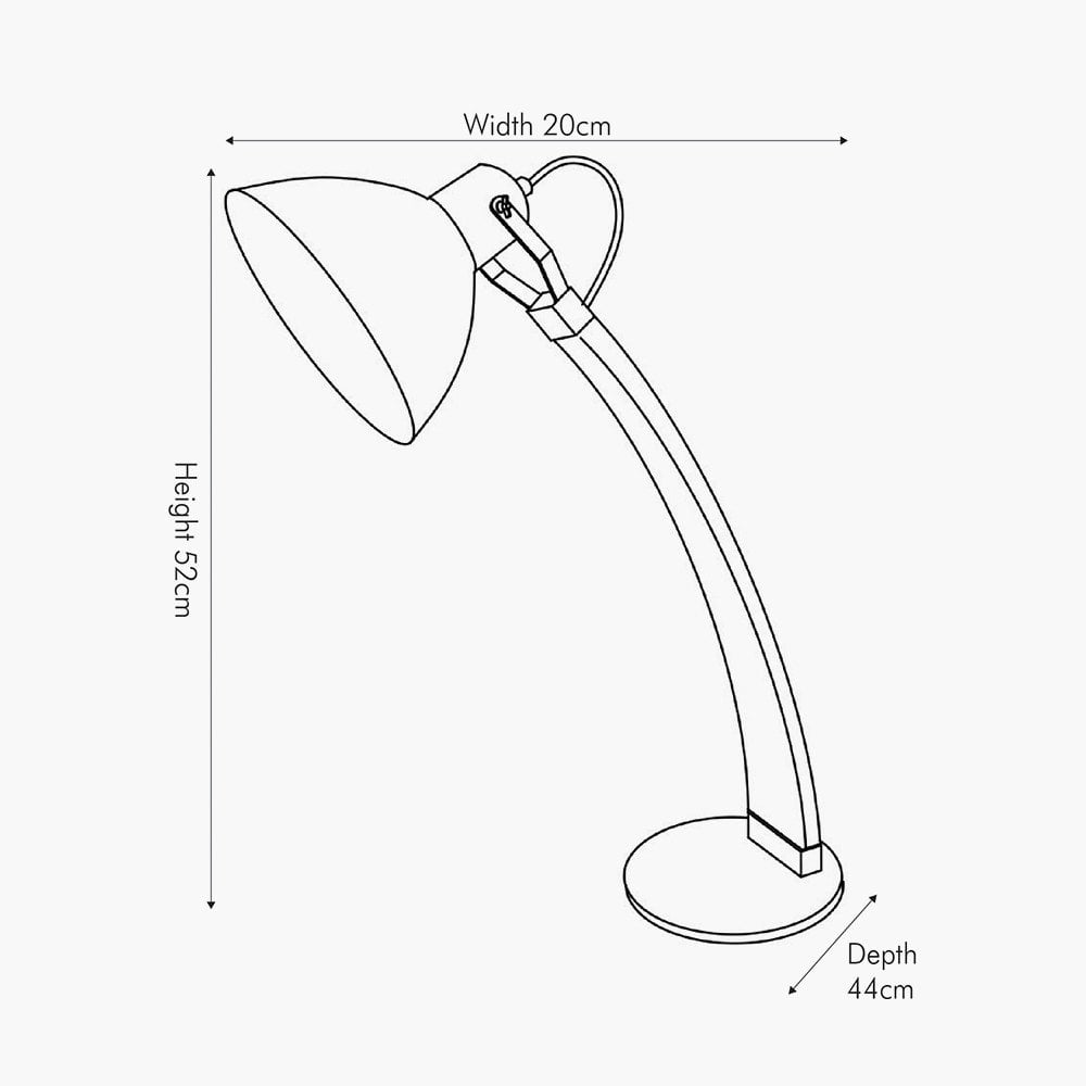 Topsham Wood and Grey Metal Curved Table Task Lamp - TheArtistsQuarter