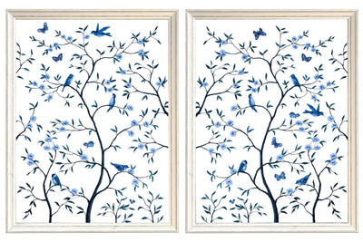 Tree of Life Blue And White Set of 2 - TheArtistsQuarter
